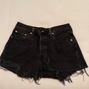 Black Distressed Levi’s 501 Denim Shorts